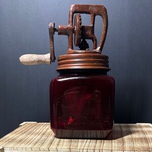 Vintage Red Glass Butter Churn